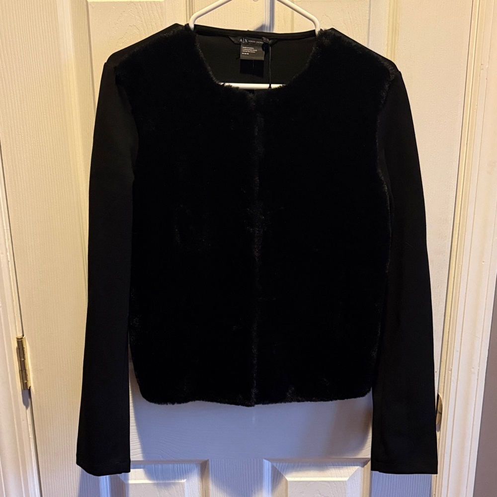 A/X Armani Exchange Black Faux Fur Blazer